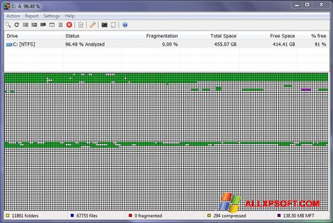 Capture d'écran UltraDefrag pour Windows XP