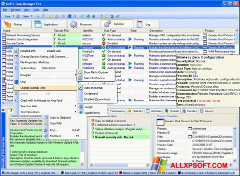 Capture d'écran AnVir Task Manager pour Windows XP