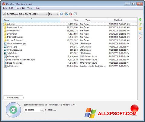Capture d'écran BurnAware Free pour Windows XP