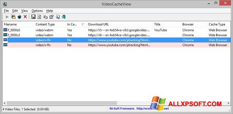 Capture d'écran VideoCacheView pour Windows XP