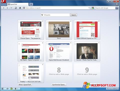 Capture d'écran Opera pour Windows XP