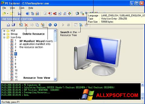 Capture d'écran PE Explorer pour Windows XP