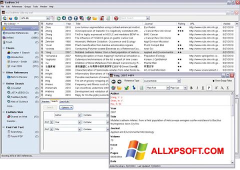Capture d'écran EndNote pour Windows XP