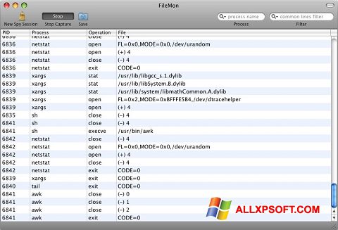 Capture d'écran FileMon pour Windows XP