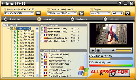 Capture d'écran CloneDVD pour Windows XP