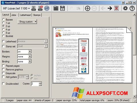 Capture d'écran FinePrint pour Windows XP