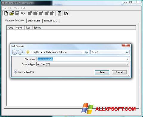 Capture d'écran SQLite Database Browser pour Windows XP