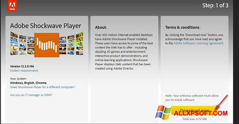 Capture d'écran Adobe Shockwave Player pour Windows XP