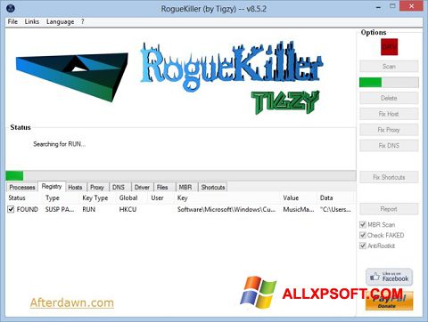 Capture d'écran RogueKiller pour Windows XP