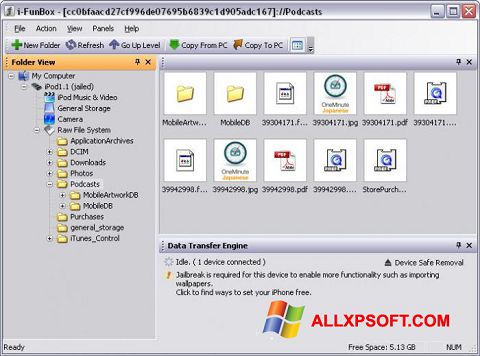 Capture d'écran iFunBox pour Windows XP