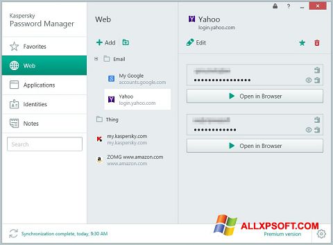 Capture d'écran Kaspersky Password Manager pour Windows XP