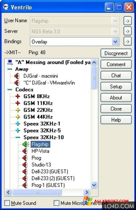 Capture d'écran Ventrilo pour Windows XP