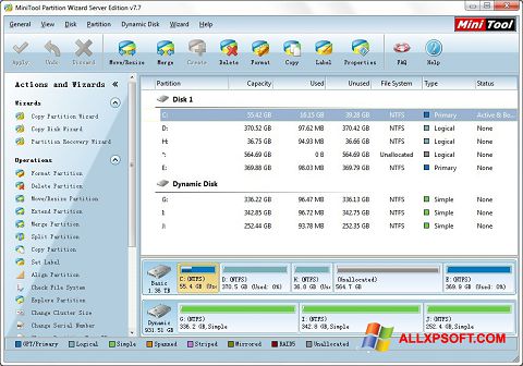 Capture d'écran MiniTool Partition Wizard pour Windows XP