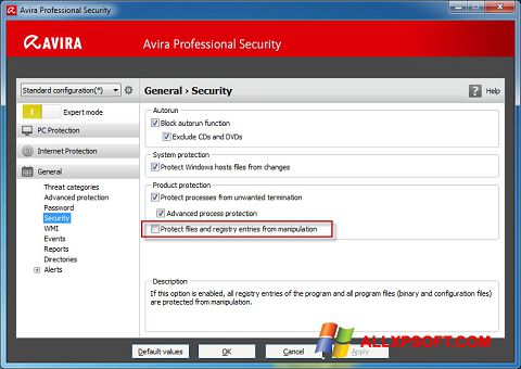 Capture d'écran Avira Professional Security pour Windows XP