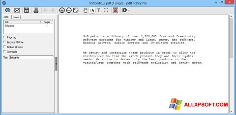 Capture d'écran pdfFactory Pro pour Windows XP