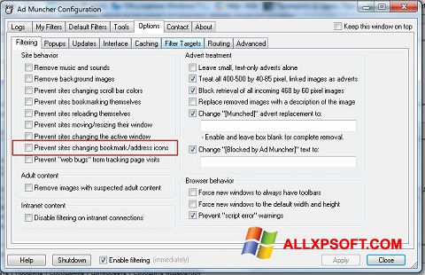 Capture d'écran Ad Muncher pour Windows XP
