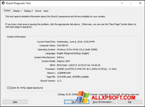 Capture d'écran DirectX pour Windows XP
