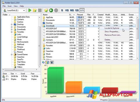 Capture d'écran Folder Size pour Windows XP