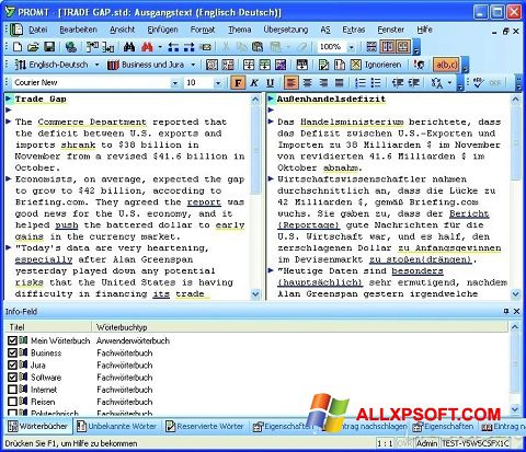 Capture d'écran PROMT pour Windows XP