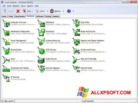 Capture d'écran SiSoftware Sandra pour Windows XP