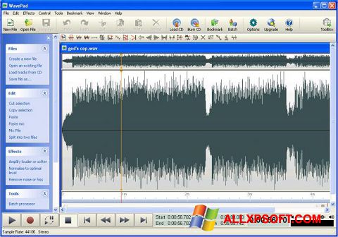 Capture d'écran WavePad Sound Editor pour Windows XP