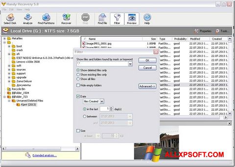 Capture d'écran Handy Recovery pour Windows XP