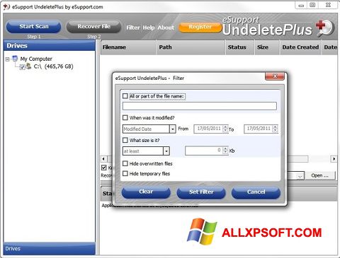 Capture d'écran Undelete Plus pour Windows XP