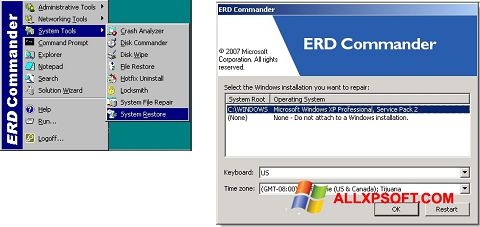 Capture d'écran ERD Commander pour Windows XP