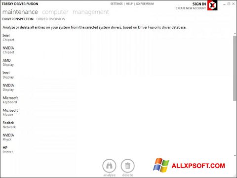 Capture d'écran Driver Fusion pour Windows XP