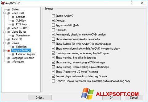 Capture d'écran AnyDVD pour Windows XP