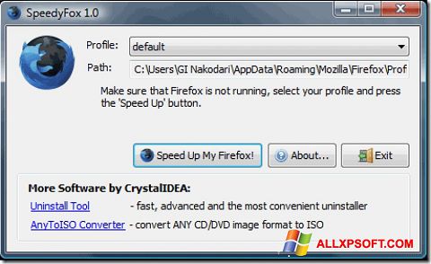 Capture d'écran SpeedyFox pour Windows XP