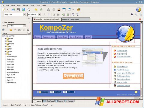 Capture d'écran KompoZer pour Windows XP