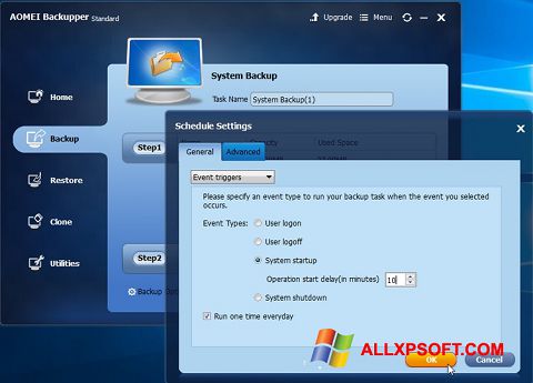 Capture d'écran AOMEI Backupper pour Windows XP
