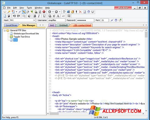 Capture d'écran CuteFTP pour Windows XP