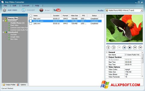 Capture d'écran Any Video Converter pour Windows XP