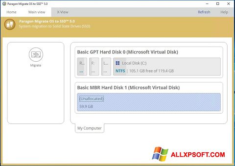 Capture d'écran Paragon Migrate OS to SSD pour Windows XP