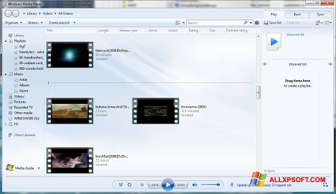 Capture d'écran Media Player pour Windows XP