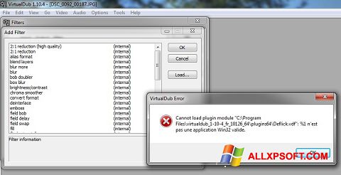 Capture d'écran VirtualDub pour Windows XP