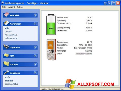Capture d'écran MyPhoneExplorer pour Windows XP