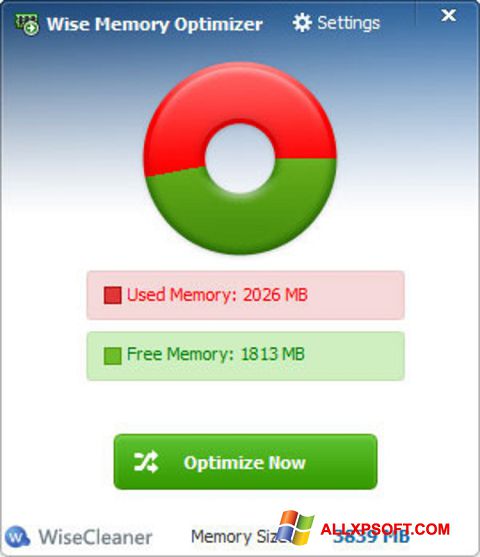 Capture d'écran Wise Memory Optimizer pour Windows XP