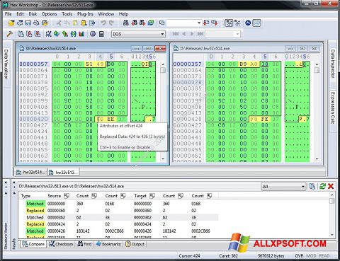 Capture d'écran Hex Workshop pour Windows XP