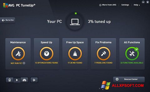 Capture d'écran AVG PC Tuneup pour Windows XP