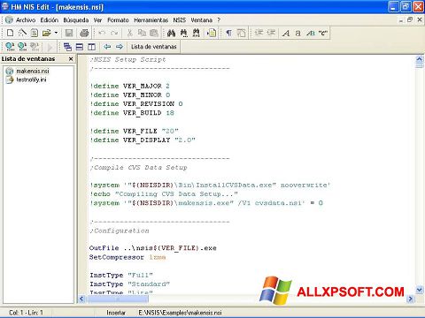 Capture d'écran NSIS pour Windows XP