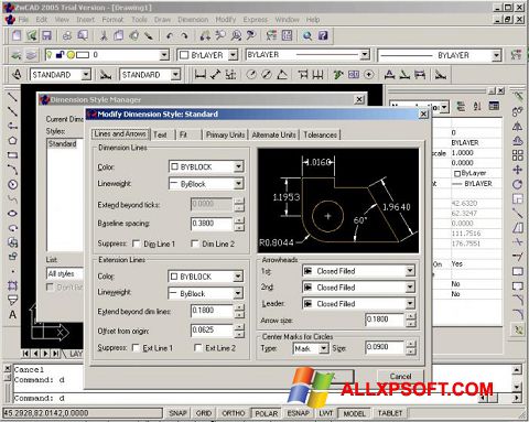 Capture d'écran ZWCAD pour Windows XP