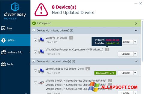 Capture d'écran Driver Easy pour Windows XP
