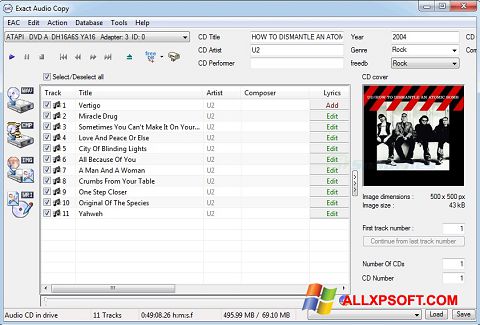 Capture d'écran Exact Audio Copy pour Windows XP