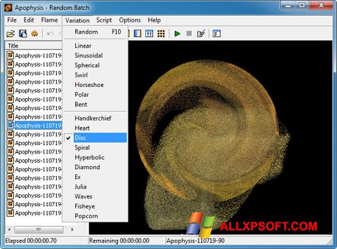 Capture d'écran Apophysis pour Windows XP