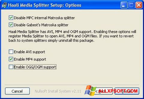 Capture d'écran Haali Media Splitter pour Windows XP