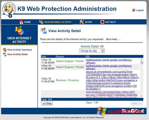 Capture d'écran K9 Web Protection pour Windows XP