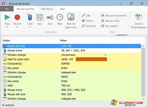 Capture d'écran Mouse Recorder pour Windows XP